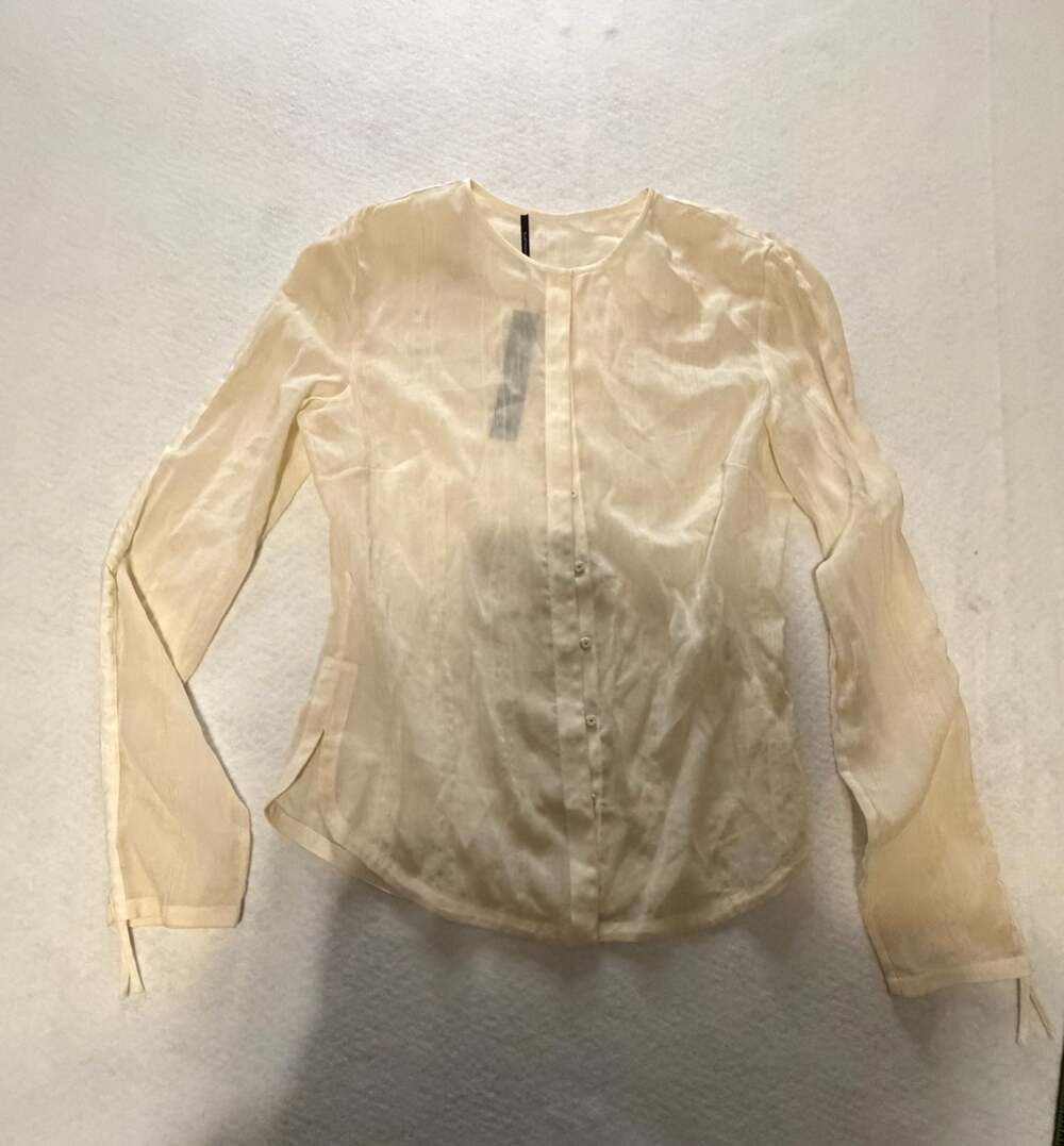 NWT Elie Tahari Amanda Blouse Silk Cotton Blend Sheer Ivory Top XS